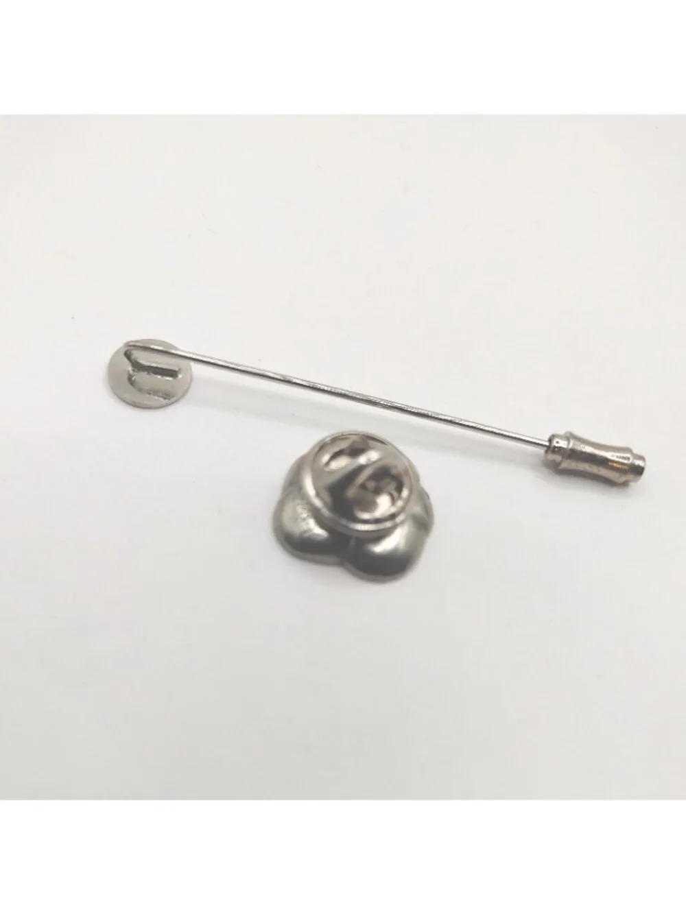 Lot Of 2/stick Pin Silver Tone Signed MV31984 Ying Yang pansy VTG